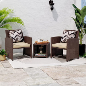Casual 3 Piece Patio Furniture Set with Storage Coffee Table