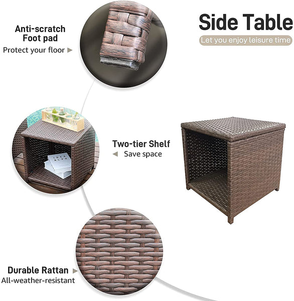 Casual 3 Piece Patio Furniture Set with Storage Coffee Table