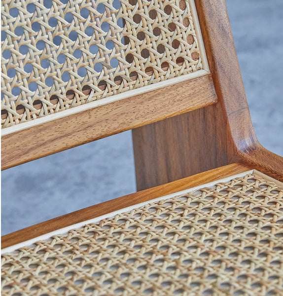 Amandine Lounge Chair - Wood & Natural Rattan