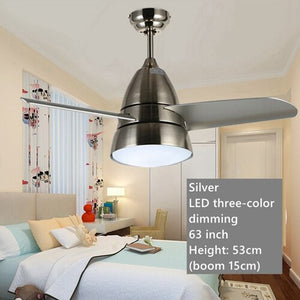 LukLoy Modern Minimalist Restaurant bedroom Ceiling Lamp Home Invisible Fan Light LED Three-color Dimming Three-speed Wind Speed
